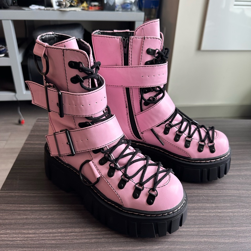 Brand new dolls kill pink pink platform boots